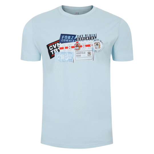 Coventry City Adult Sky Blue Retro Badge T-Shirt