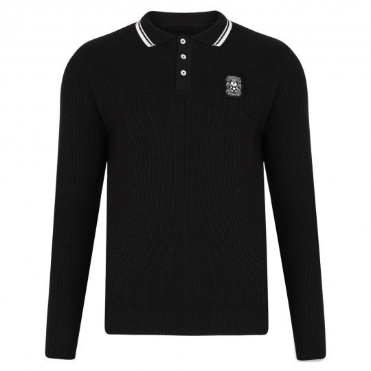 Coventry Mens Black Textured Knitted Polo