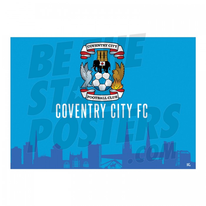 Coventry City Skyline Crest Poster A2