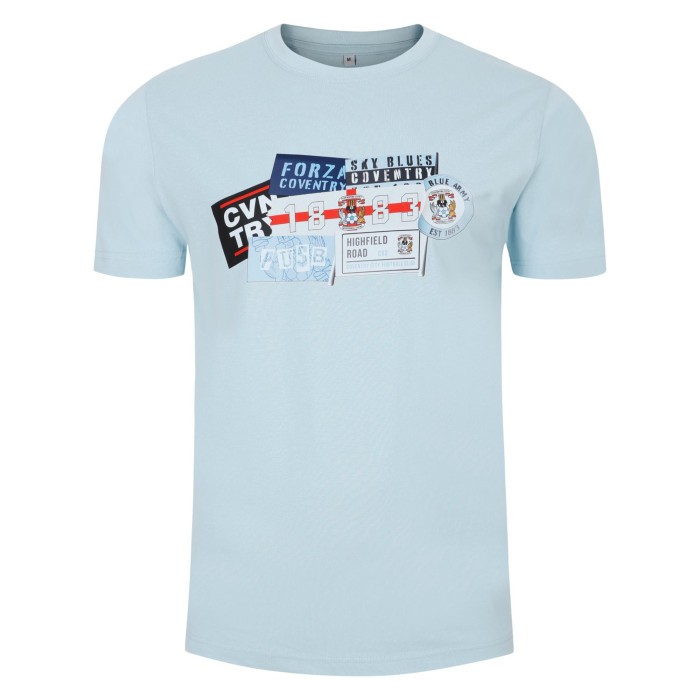 Coventry City Adult Sky Blue Retro Badge T-Shirt