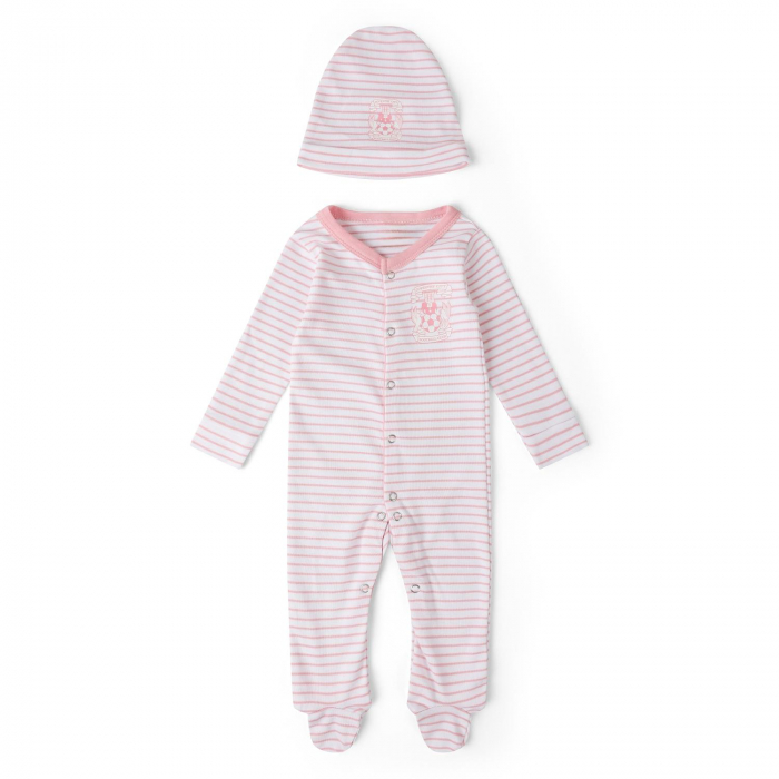 Coventry City Pink Striped Sleepsuit & Hat