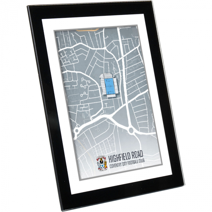 Highfield Road Map Print Tempered Glass Frame - 6 