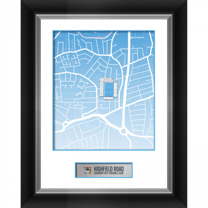 Highfield Road Map Print - Tempered Glass Frame - 