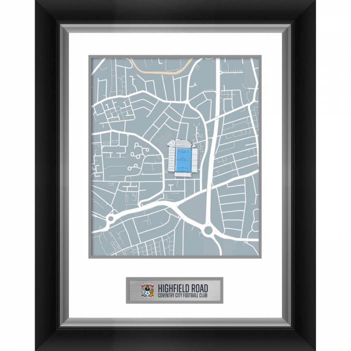 Highfield Road Map Print - Tempered Glass Frame - 